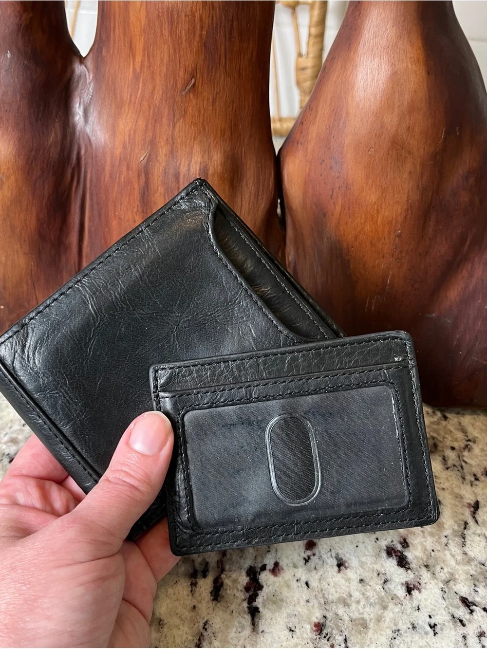 Fossil Men's Black Leather Money Clip Wallet
